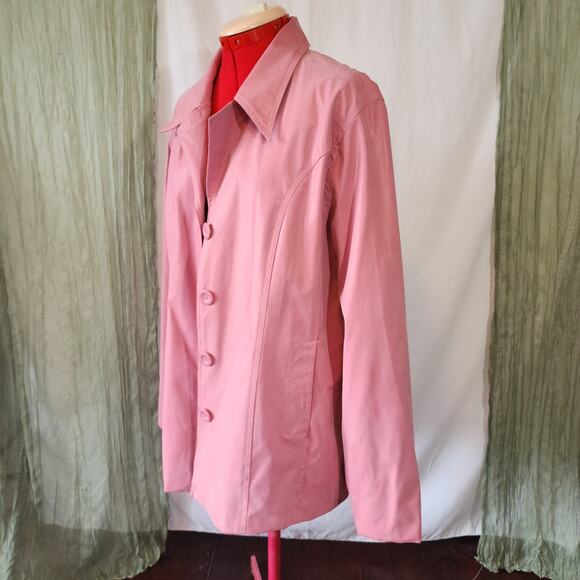 White stag Pink Mid Length  Button Up Woman's Jacket Wind breaker Size  XL - Picture 3 of 4
